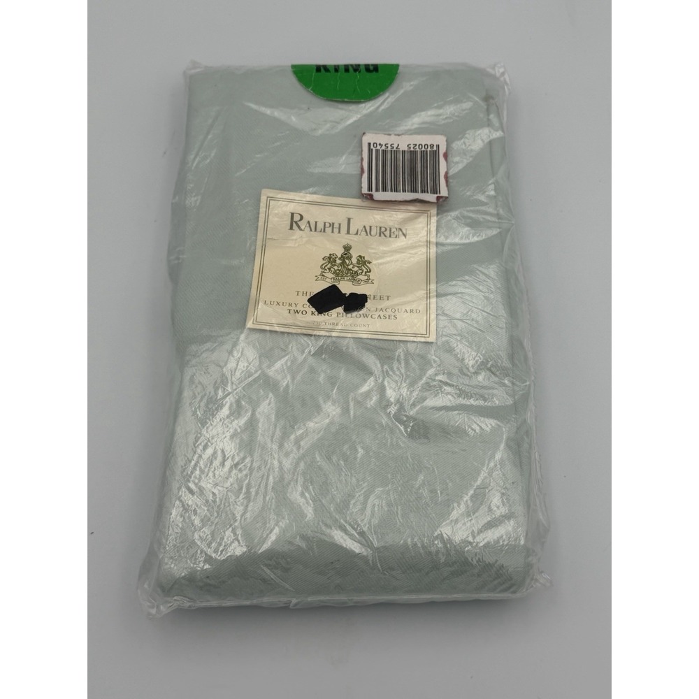 NEW Ralph Lauren Estate Sheet 230 Thread Count Blue Jacquard 2 King Pillowcases